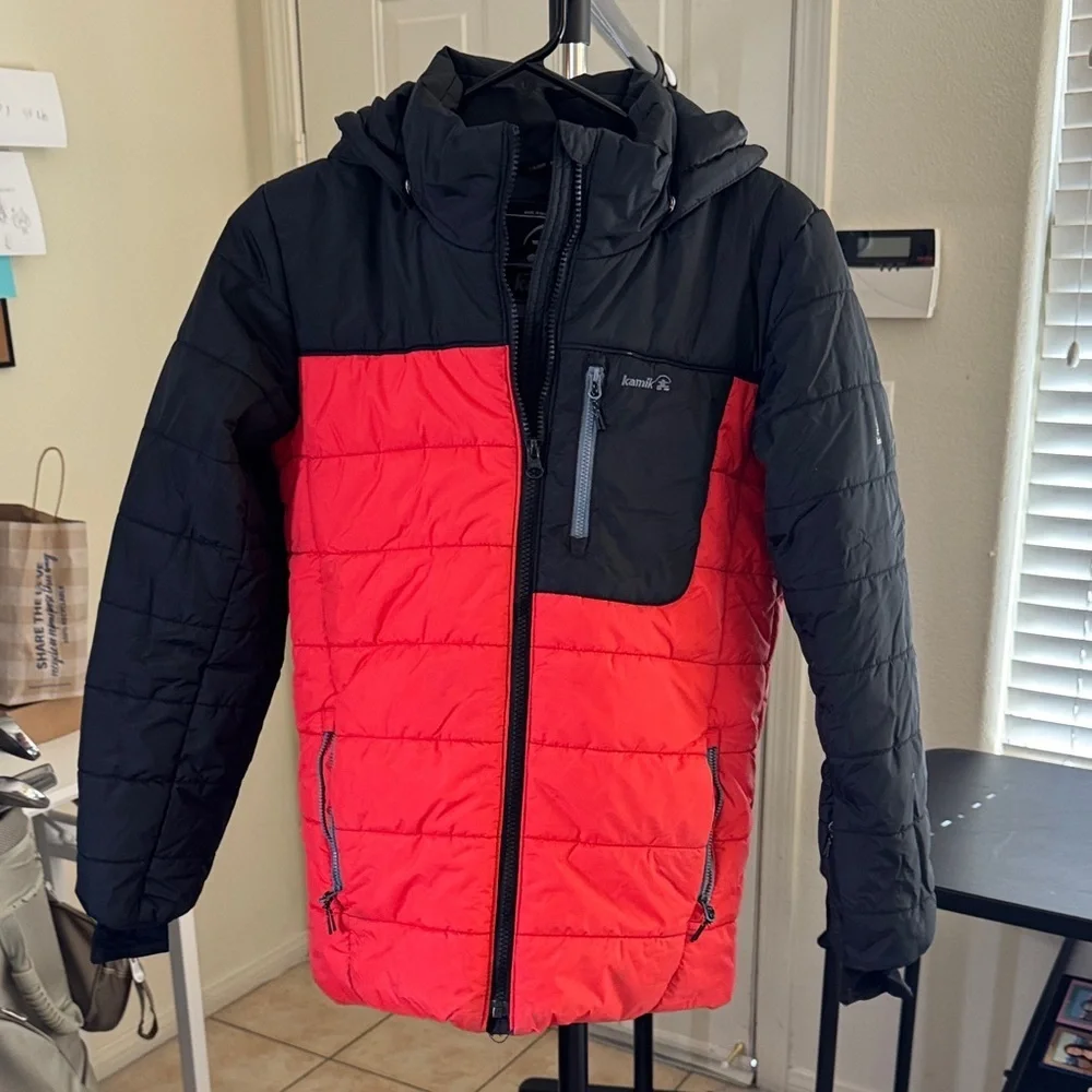 Kamik Kids Puffer Jacket in Red and Black